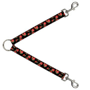 Dog Leash Splitter - Red Roses Scattered Black Dog Leash Splitters Buckle-Down   