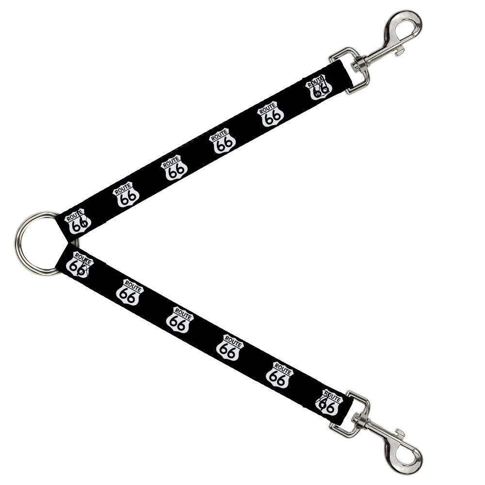 Dog Leash Splitter - ROUTE 66 Highway Sign Repeat Black/White Dog Leash Splitters Buckle-Down   