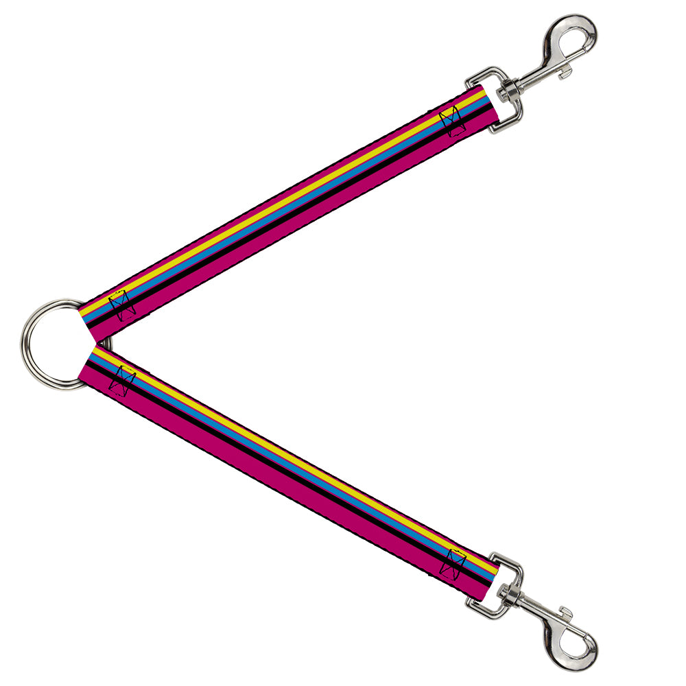 Dog Leash Splitter - Racing Stripes Pink Yellow Blue Black Dog Leash Splitters Buckle-Down   