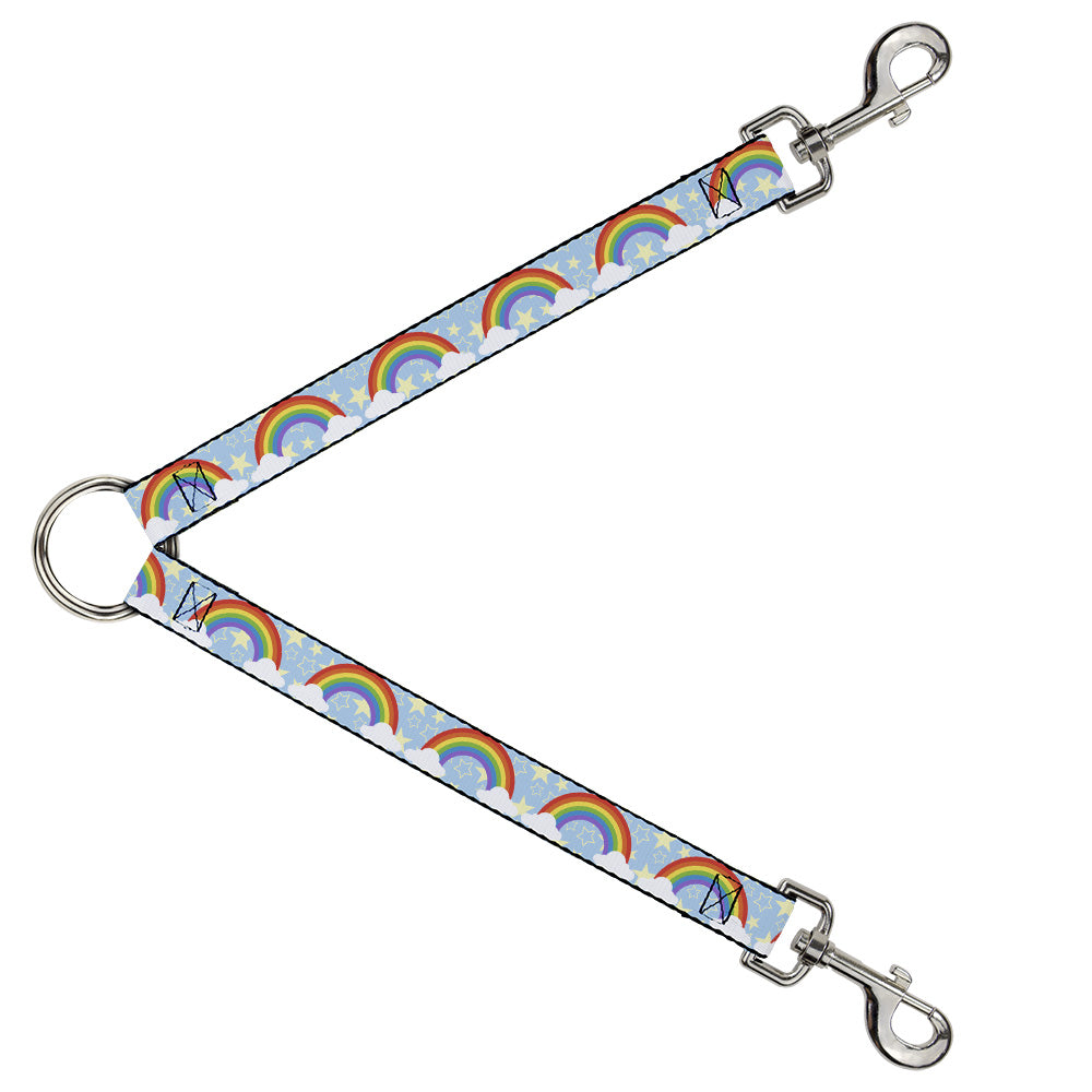 Dog Leash Splitter - Rainbows & Stars Light Blue Yellow Rainbow Dog Leash Splitters Buckle-Down   