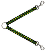 Dog Leash Splitter - Skulls & Stars Black/Green/Yellow Dog Leash Splitters Buckle-Down   