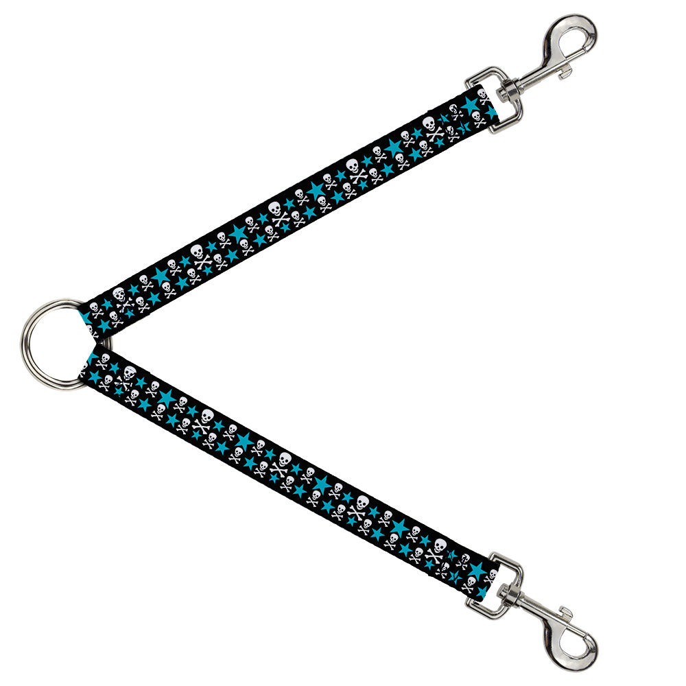 Dog Leash Splitter - Skulls & Stars Black/White/Blue Dog Leash Splitters Buckle-Down   