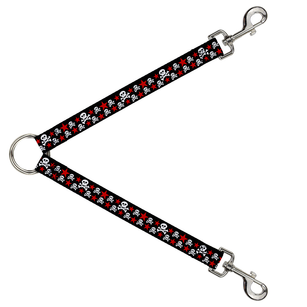 Dog Leash Splitter - Skulls & Stars Black/White/Red Dog Leash Splitters Buckle-Down   