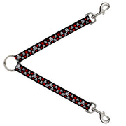 Dog Leash Splitter - Skulls & Stars Black/White/Red Dog Leash Splitters Buckle-Down   