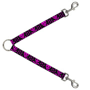 Dog Leash Splitter - Skull w/Babies Black/Fuchsia Dog Leash Splitters Buckle-Down   
