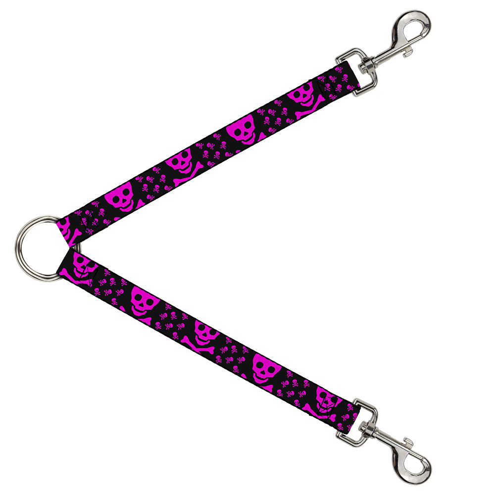 Dog Leash Splitter - Skull w/Babies Black/Fuchsia Dog Leash Splitters Buckle-Down   