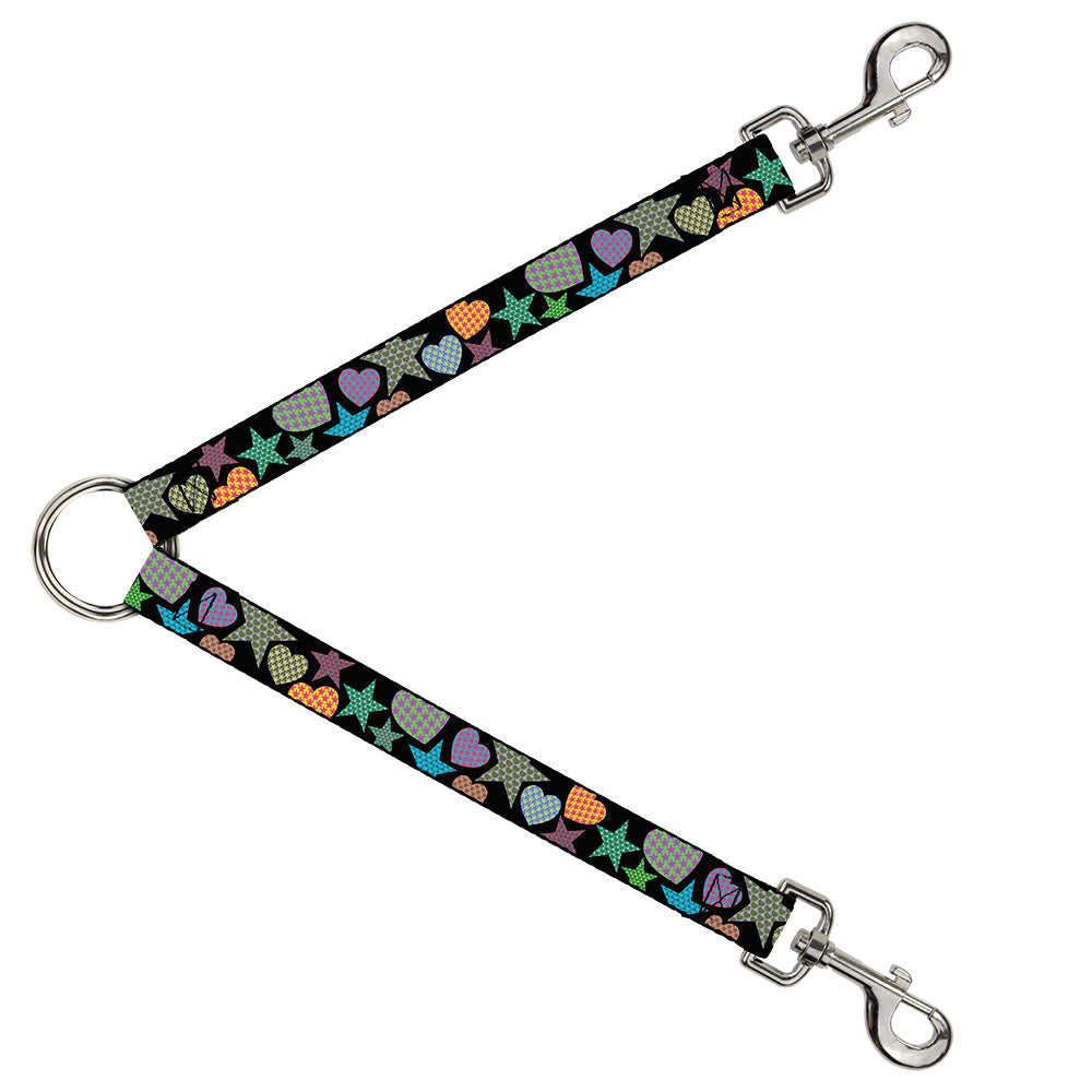 Dog Leash Splitter - Stars-In Hearts-In Stars Black/Multi Dog Leash Splitters Buckle-Down   