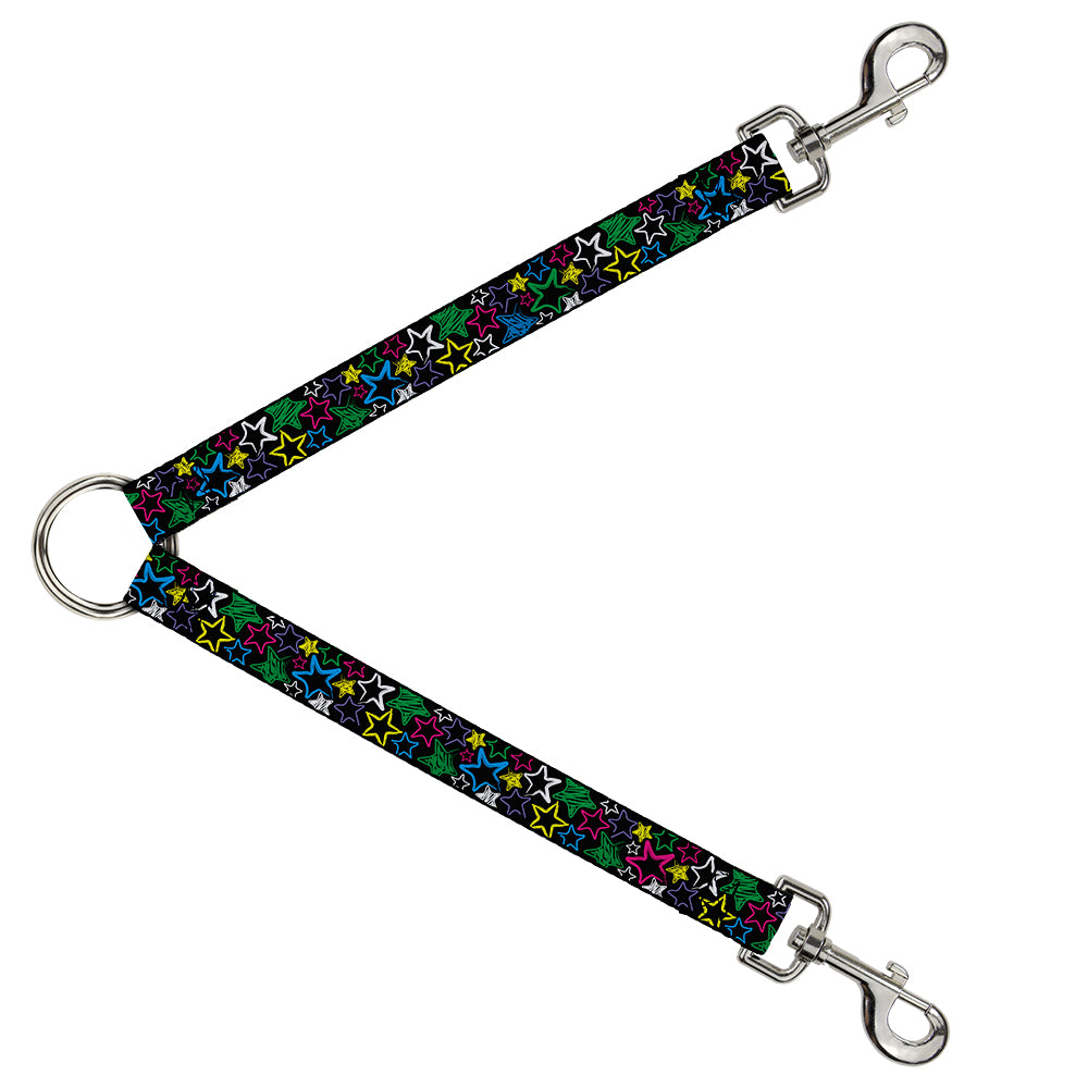 Dog Leash Splitter - Sketch Stars Black/Multi Color Dog Leash Splitters Buckle-Down   