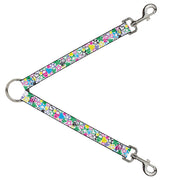 Dog Leash Splitter - Sketch Skull/Star/Heart White/Multi Color Dog Leash Splitters Buckle-Down   