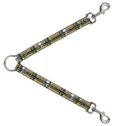 Dog Leash Splitter - Skull & Cross Bones Plaid Tan Dog Leash Splitters Buckle-Down   