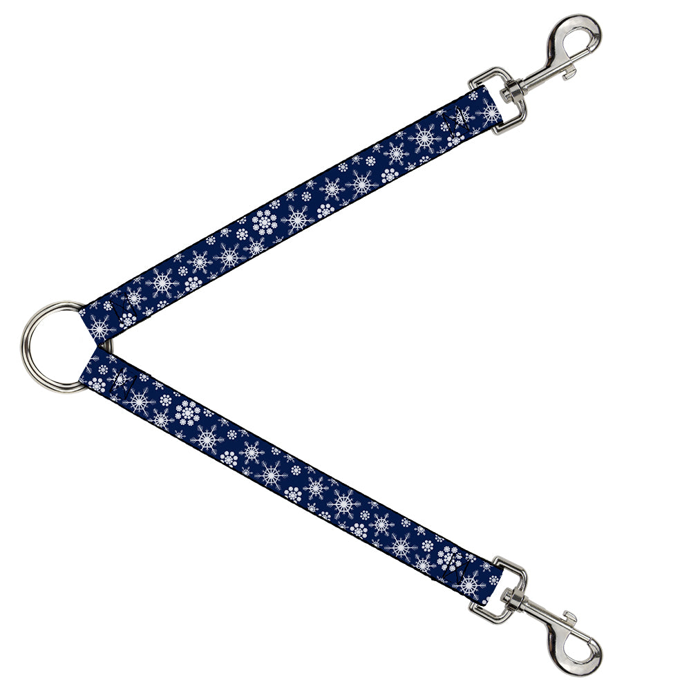 Dog Leash Splitter - Snowflakes Blue/White Dog Leash Splitters Buckle-Down   