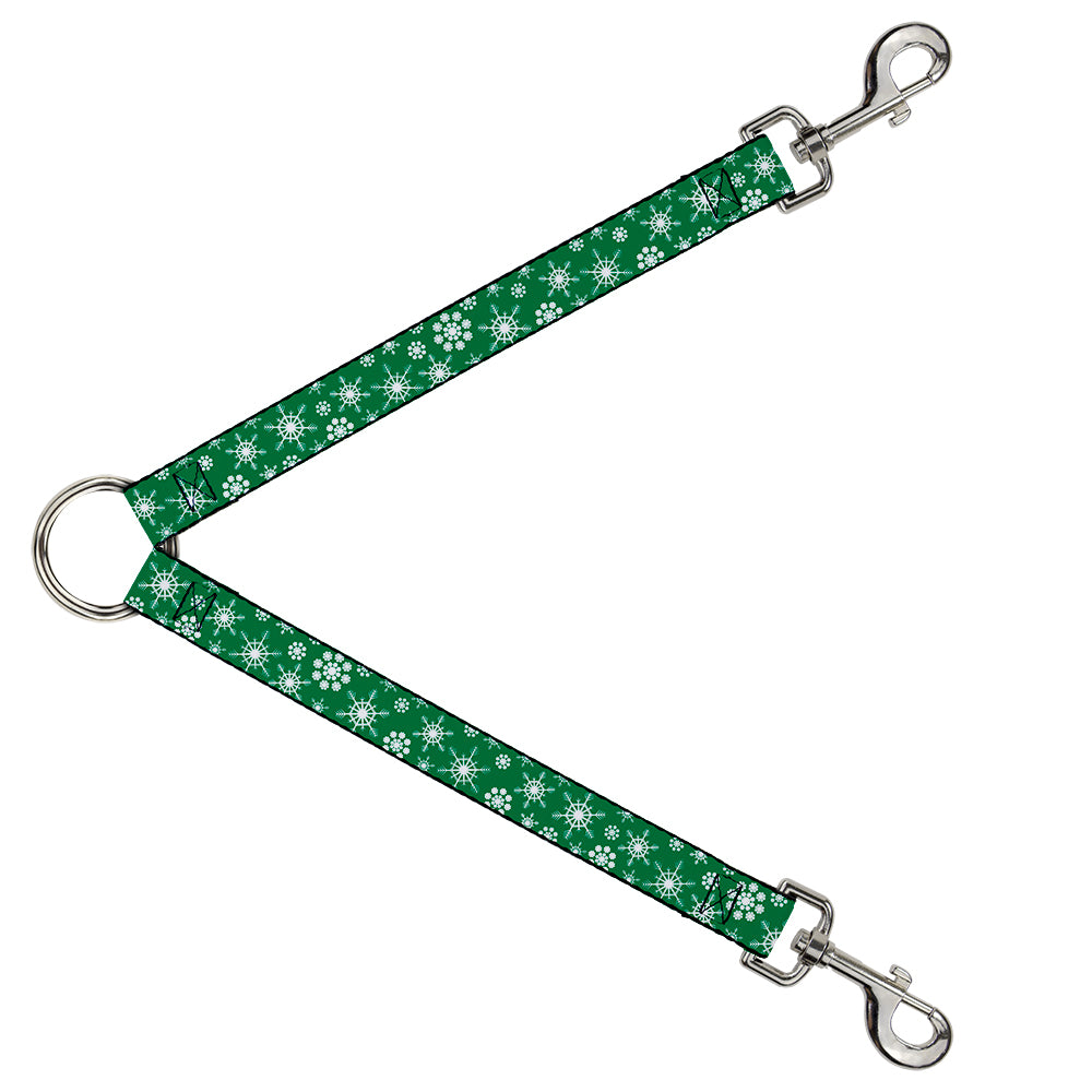 Dog Leash Splitter - Snowflakes Green/White Dog Leash Splitters Buckle-Down   