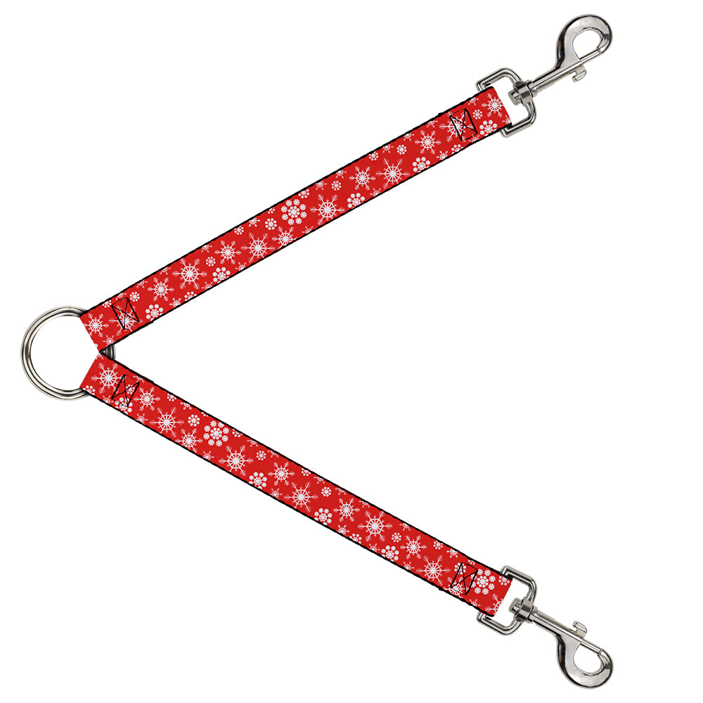 Dog Leash Splitter - Snowflakes Red/White Dog Leash Splitters Buckle-Down   