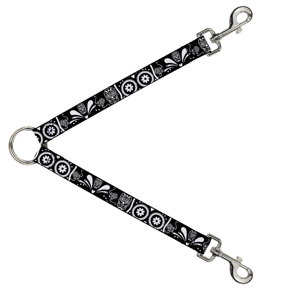 Dog Leash Splitter - Sugar Skulls Black/White Dog Leash Splitters Buckle-Down   