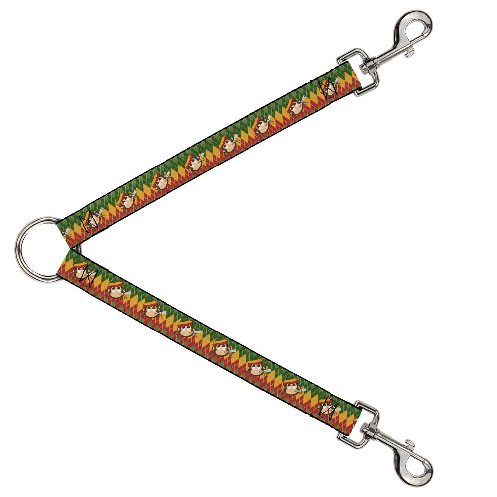 Dog Leash Splitter - Smoking Monkey Repeat Argyle Rasta Dog Leash Splitters Buckle-Down   