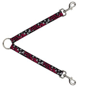 Dog Leash Splitter - Sketch Stars w/Checkers Black/Fuchsia/White Dog Leash Splitters Buckle-Down   