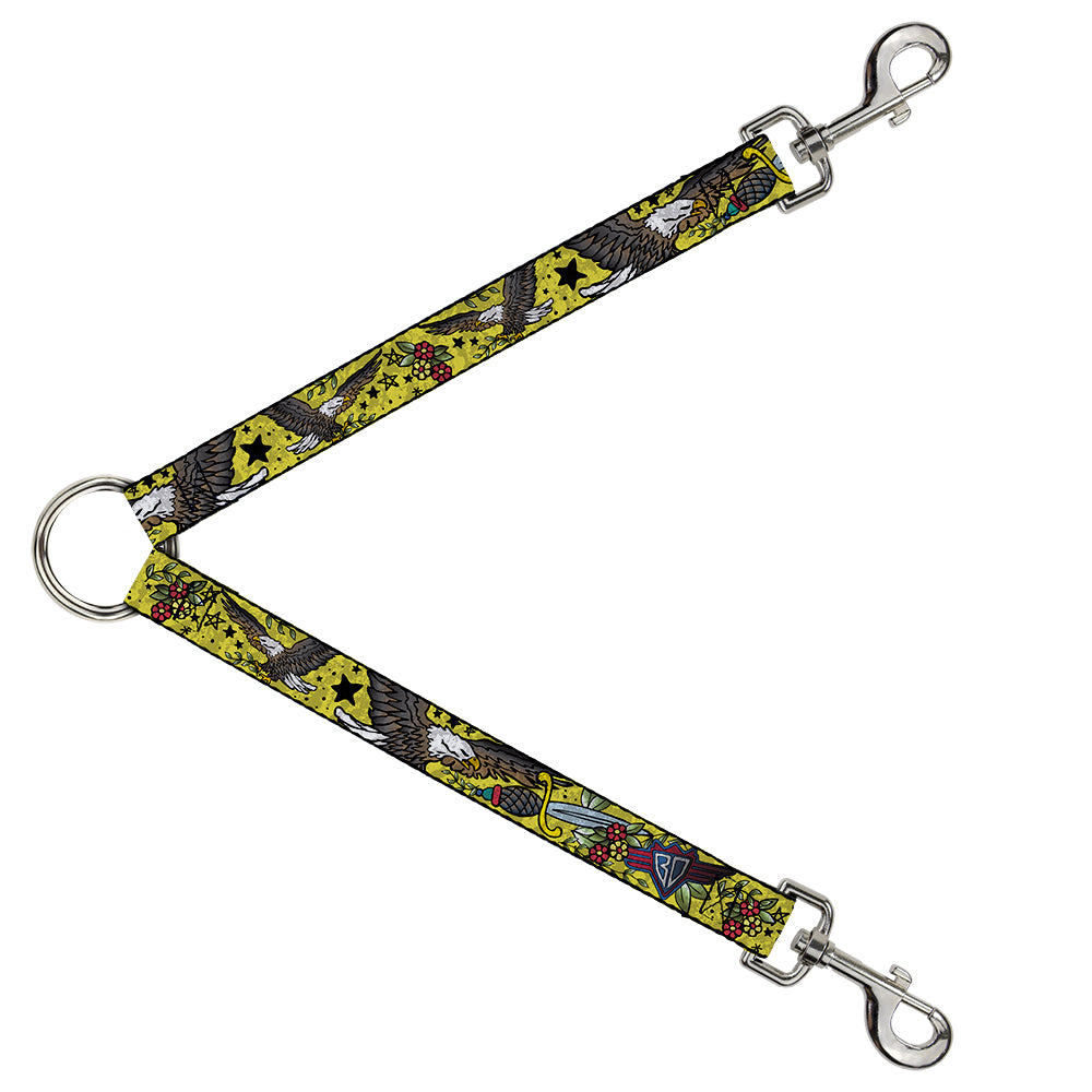 Dog Leash Splitter - Truth and Justice CLOSE-UP Yellow Dog Leash Splitters Buckle-Down   