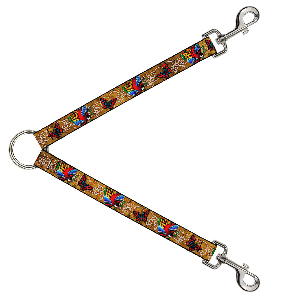 Dog Leash Splitter - Tattoo Johnny-Bird & Rose Dog Leash Splitters Tattoo Johnny   