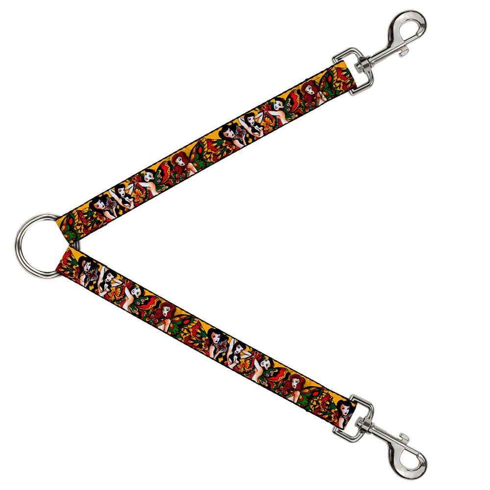 Dog Leash Splitter - Tattoo Johnny-Butterfly Girl Dog Leash Splitters Tattoo Johnny   