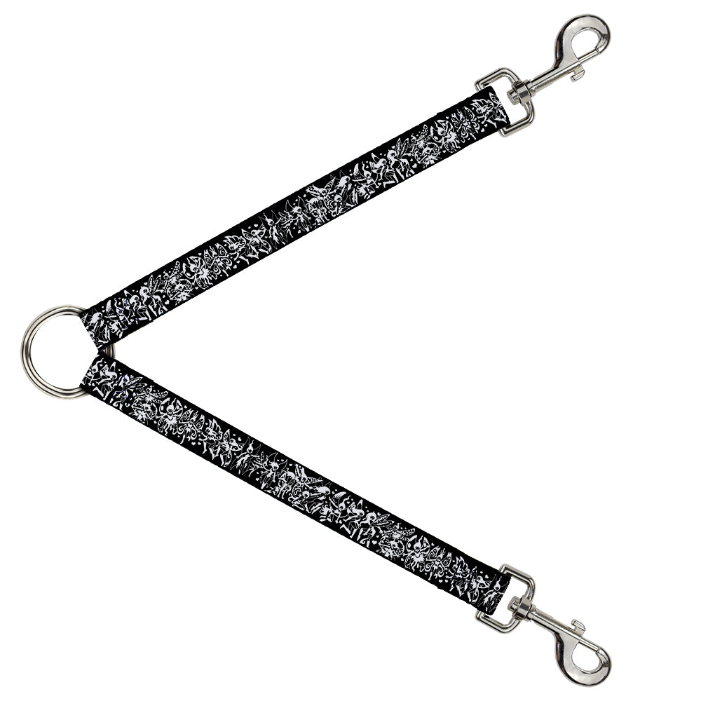 Dog Leash Splitter - Tattoo Johnny-Fairies Black White Dog Leash Splitters Tattoo Johnny   