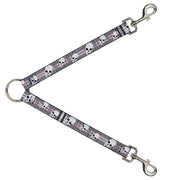 Dog Leash Splitter - Tilted Skulls Plaid Gray Dog Leash Splitters Buckle-Down   