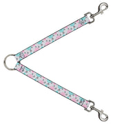Dog Leash Splitter - Bird Tapestry White/Gray/Turquoise/Pink Dog Leash Splitters Buckle-Down   