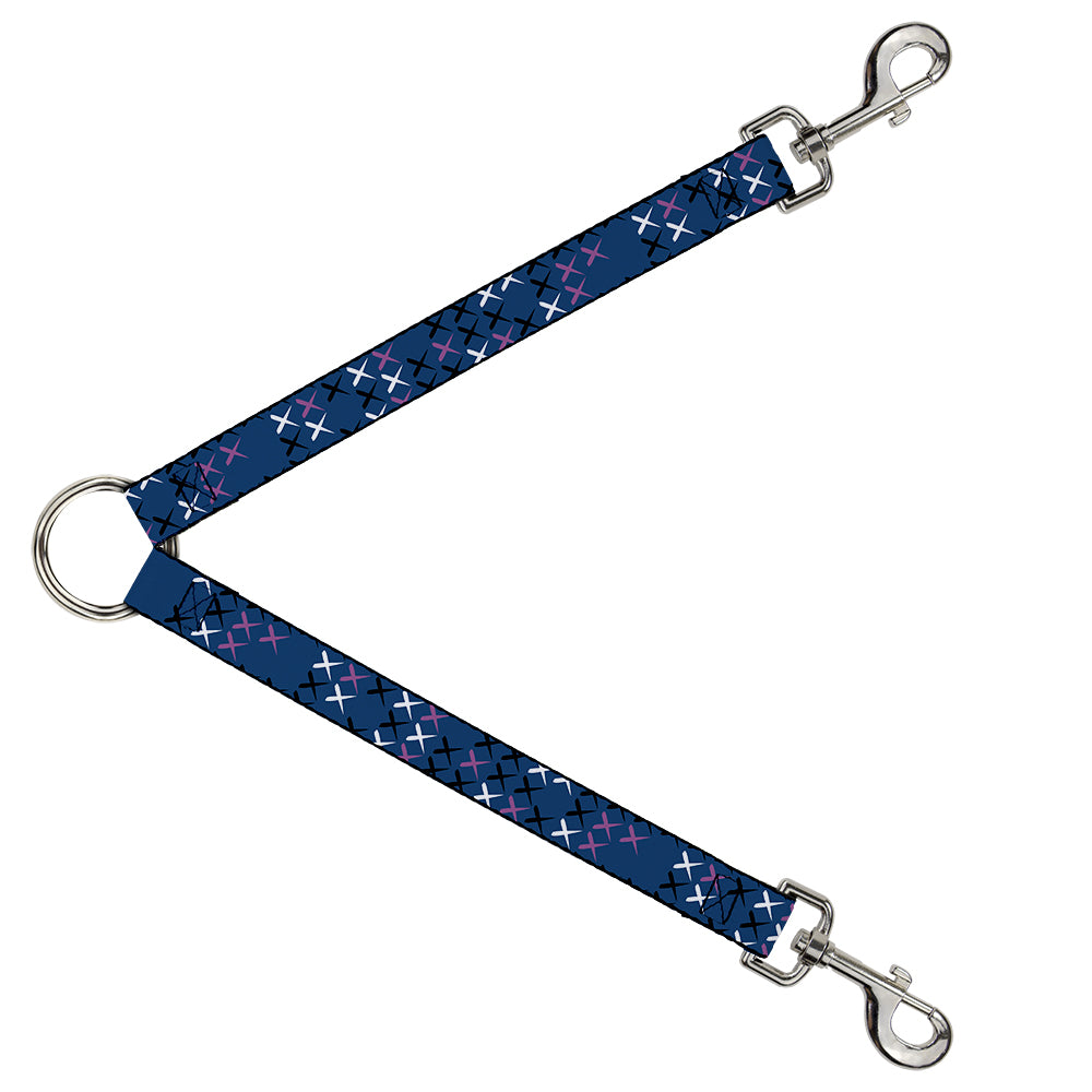 Dog Leash Splitter - Tread Plate Turquoise/Fuchsia/White Dog Leash Splitters Buckle-Down   