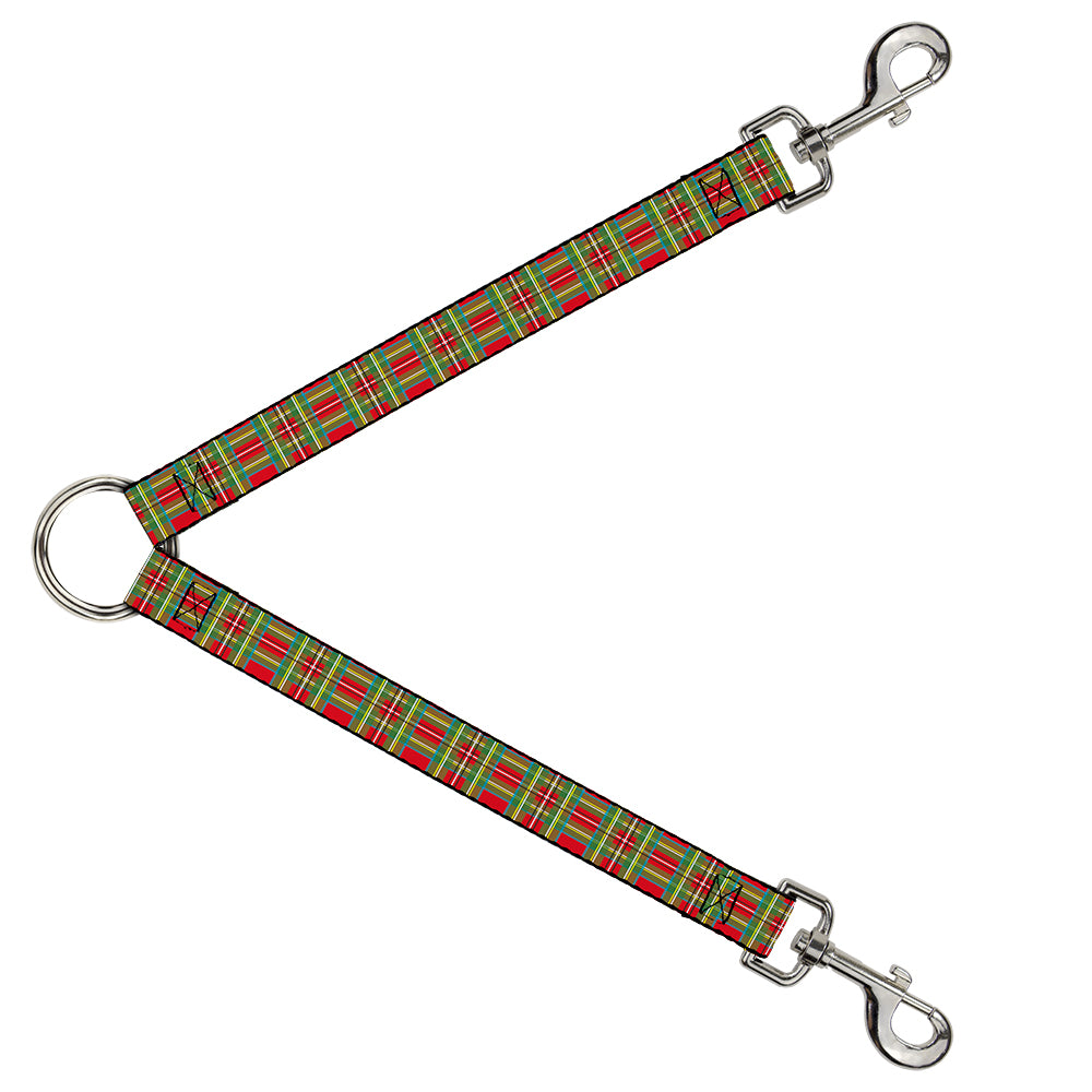 Dog Leash Splitter - Tartan Plaid Red/Green Dog Leash Splitters Buckle-Down   