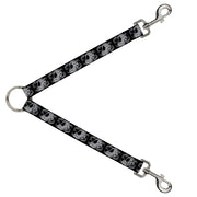 Dog Leash Splitter - Tattoo Skull Floral Black/White Dog Leash Splitters Buckle-Down   
