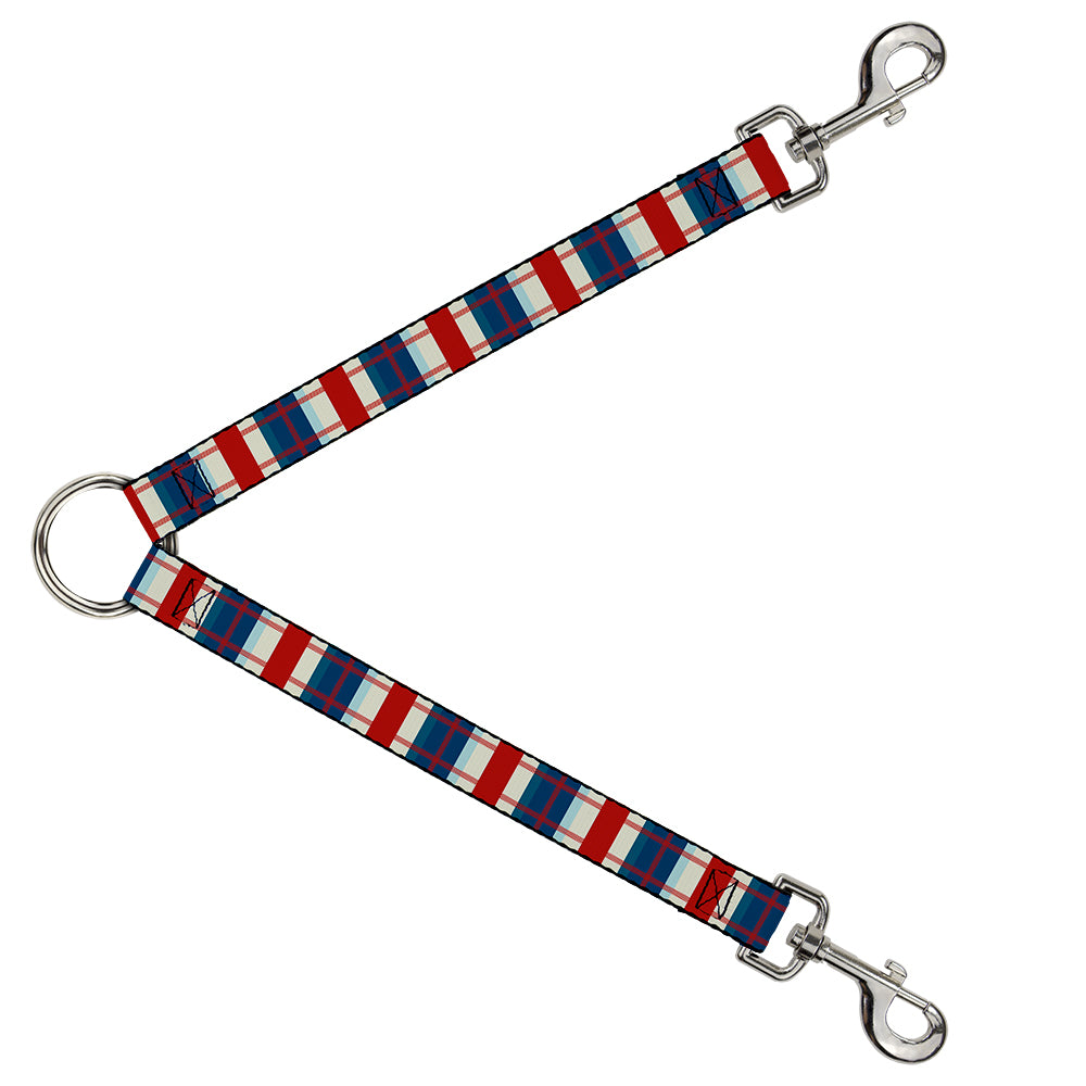 Dog Leash Splitter - Tartan Plaid Khaki/Blues/Red Dog Leash Splitters Buckle-Down   