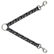 Dog Leash Splitter - Top Skulls Stacked Black/Gray/White Dog Leash Splitters Buckle-Down   