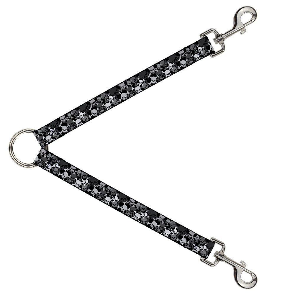 Dog Leash Splitter - Top Skulls Stacked Black/Gray/White Dog Leash Splitters Buckle-Down   