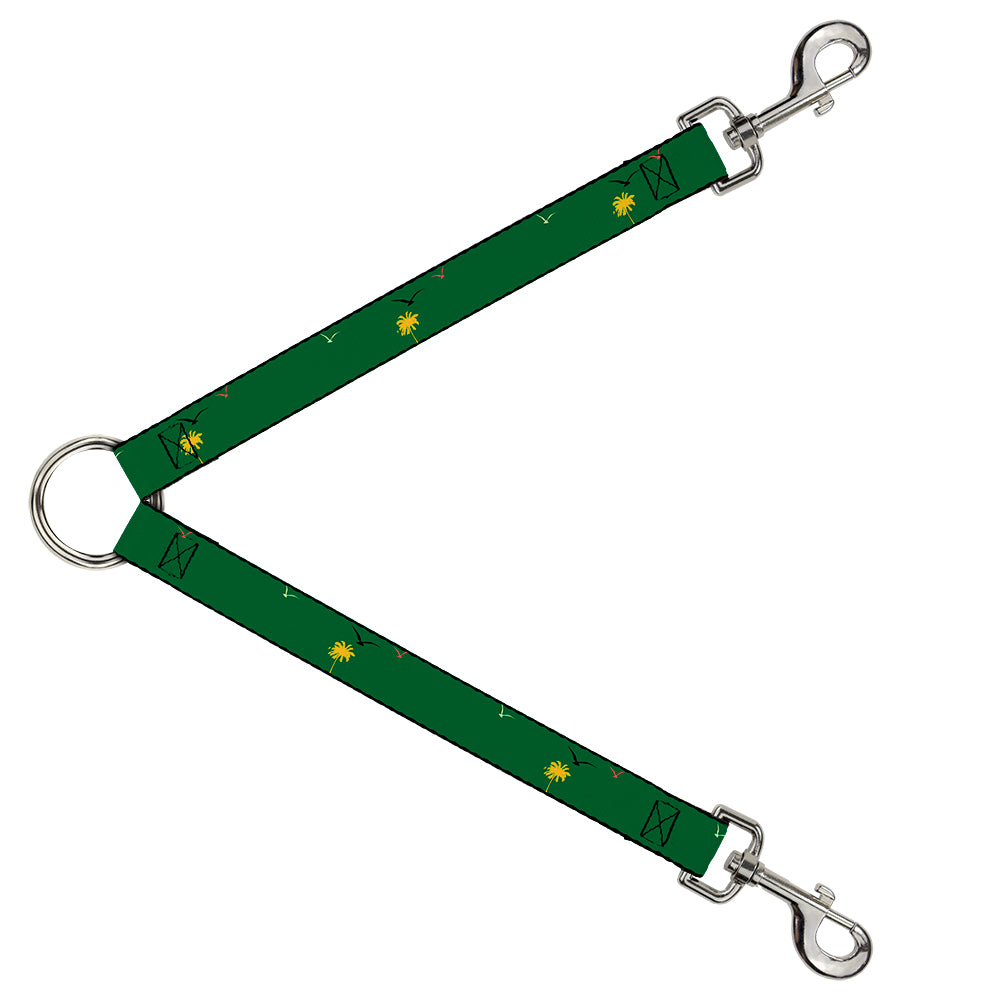 Dog Leash Splitter - Tropical Flora Greens/Reds/Gold Dog Leash Splitters Buckle-Down   