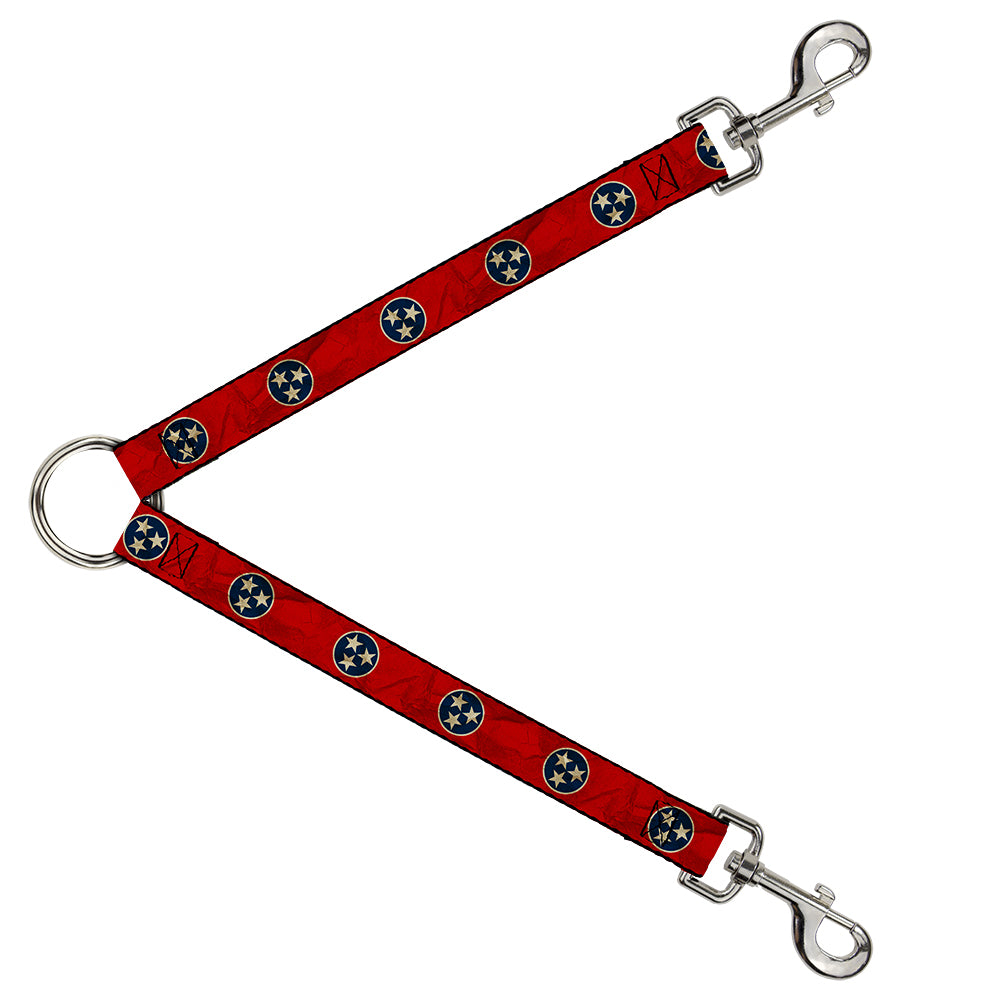 Dog Leash Splitter - Tennessee Flag Stars CLOSE-UP Distressed Dog Leash Splitters Buckle-Down   