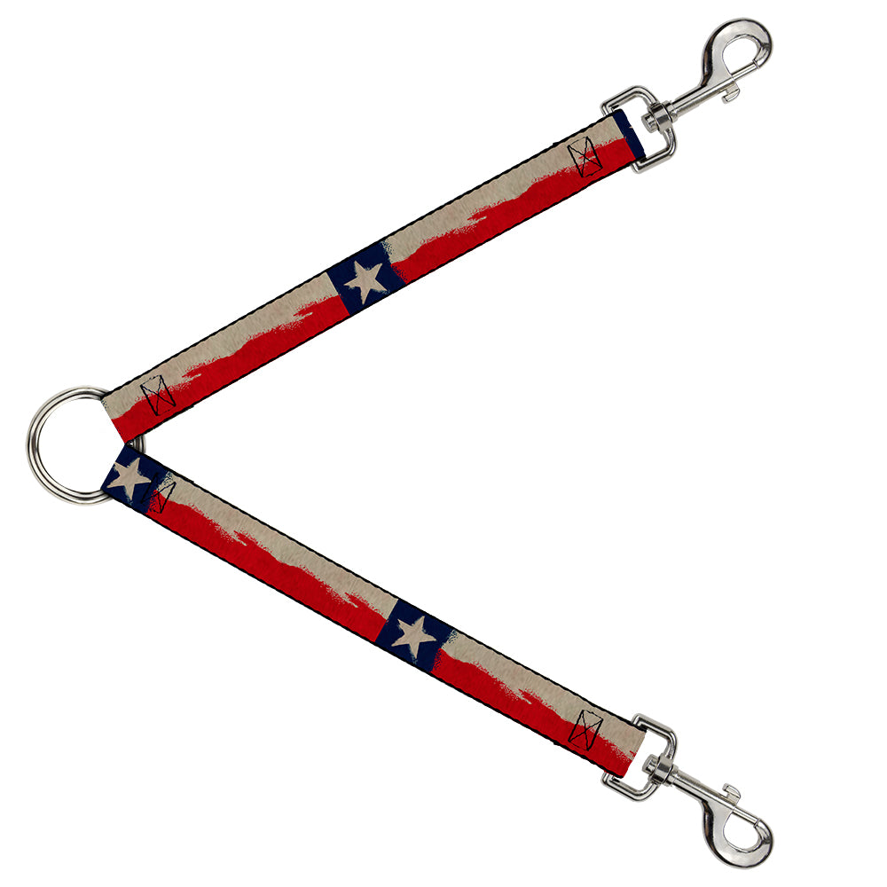 Dog Leash Splitter - Texas Flag CLOSE-UP Distressed Painting Dog Leash Splitters Buckle-Down   