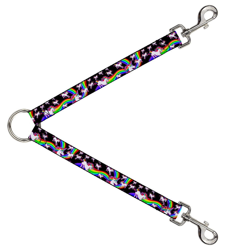 Dog Leash Splitter - Unicorns/Rainbow Swirl Black Dog Leash Splitters Buckle-Down   