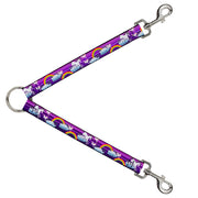 Dog Leash Splitter - Unicorns/Rainbows w/Stripes Purple Dog Leash Splitters Buckle-Down   