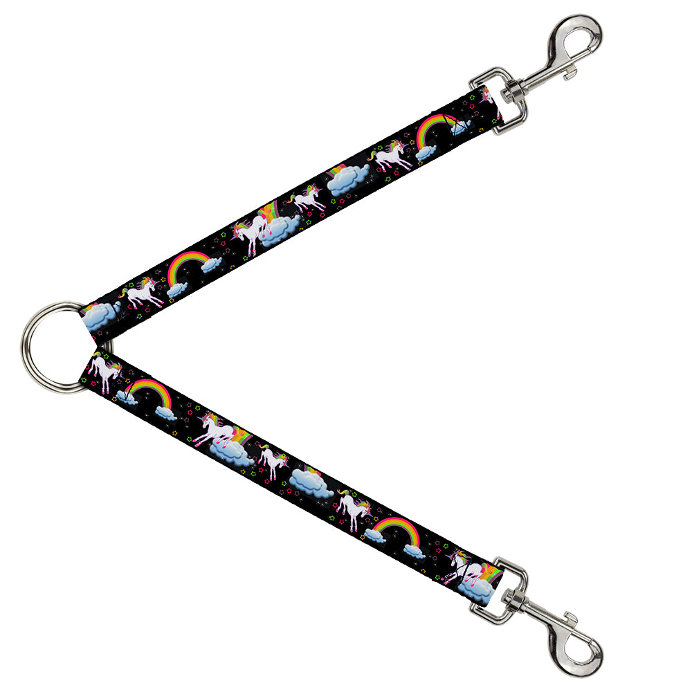 Dog Leash Splitter - Unicorns/Rainbows/Stars Black Dog Leash Splitters Buckle-Down   