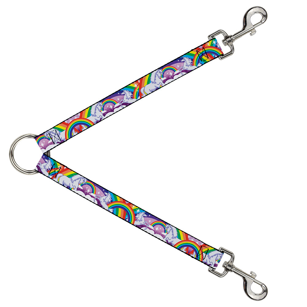 Dog Leash Splitter - Unicorns in Rainbows w/Sparkles/Purple Dog Leash Splitters Buckle-Down   