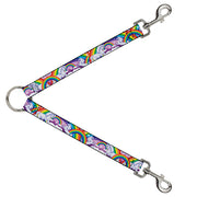 Dog Leash Splitter - Unicorns in Rainbows w/Sparkles/Purple Dog Leash Splitters Buckle-Down   