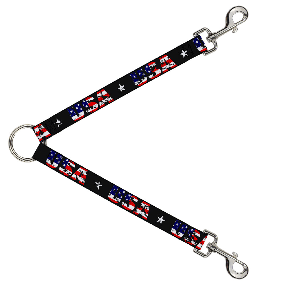 Dog Leash Splitter - USA w/Star Black/US Flags Dog Leash Splitters Buckle-Down   