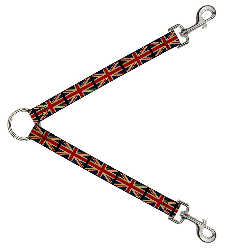 Dog Leash Splitter - United Kingdom Flags Vintage Black Dog Leash Splitters Buckle-Down   