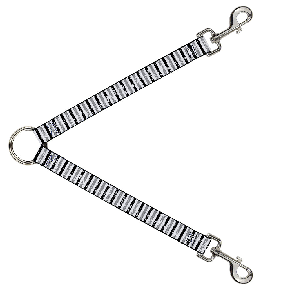 Dog Leash Splitter - Vertical Stripes White/Black/Gray Dog Leash Splitters Buckle-Down   