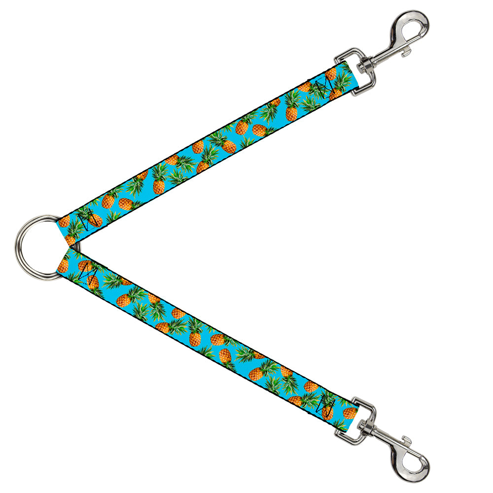 Dog Leash Splitter - Vivid Pineapples Scattered Blue Dog Leash Splitters Buckle-Down   