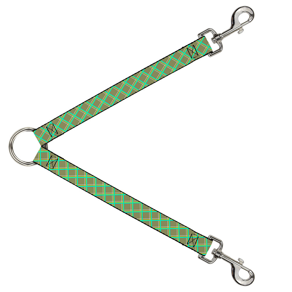 Dog Leash Splitter - Wire Grid Tan/Green/Yellow Dog Leash Splitters Buckle-Down   