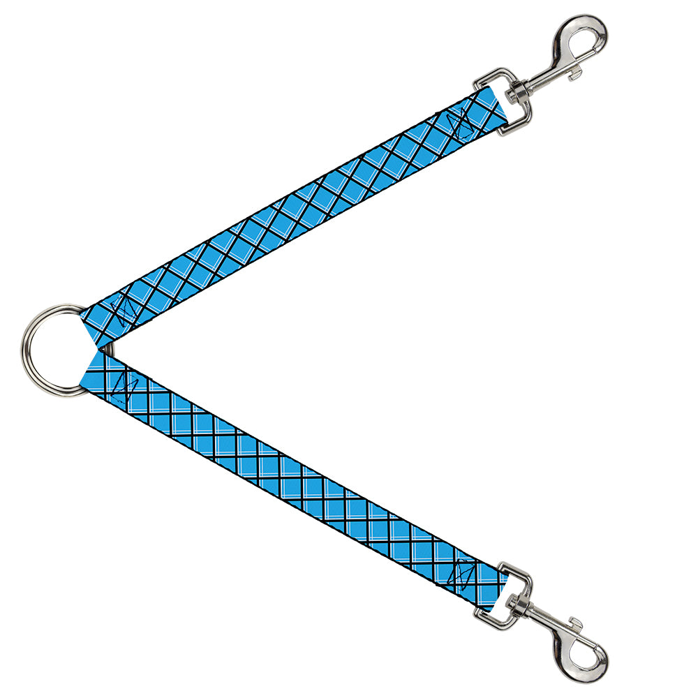 Dog Leash Splitter - Wire Grid Baby Blue Black/White Dog Leash Splitters Buckle-Down   