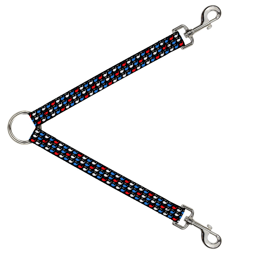 Dog Leash Splitter - Whales Navy/Red/White/Blue Dog Leash Splitters Buckle-Down   
