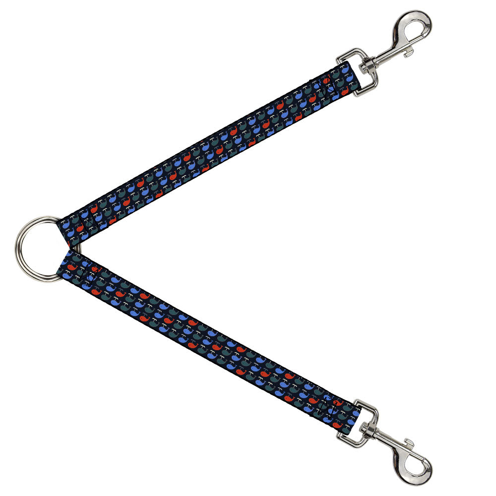 Dog Leash Splitter - Whales Navy/Green/Blue/Red Dog Leash Splitters Buckle-Down   