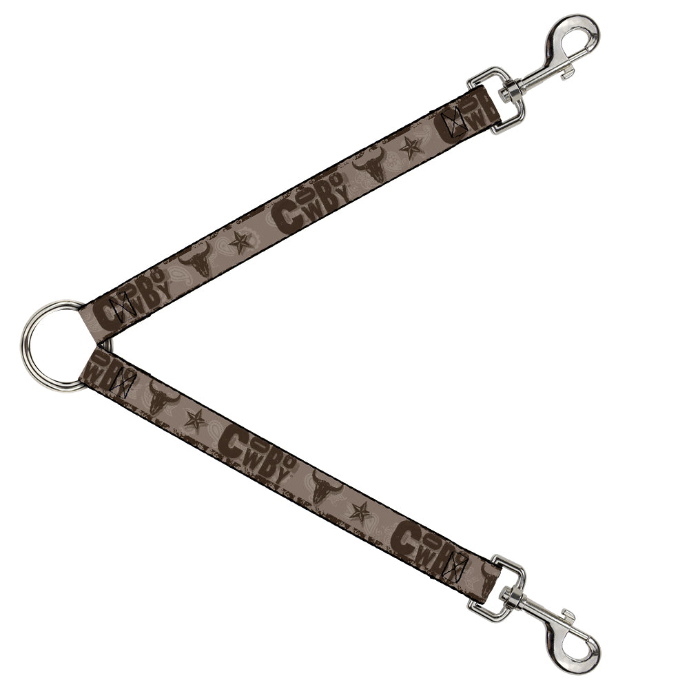 Dog Leash Splitter - Western COWBOY Icons Collage Tan Browns Dog Leash Splitters Buckle-Down   