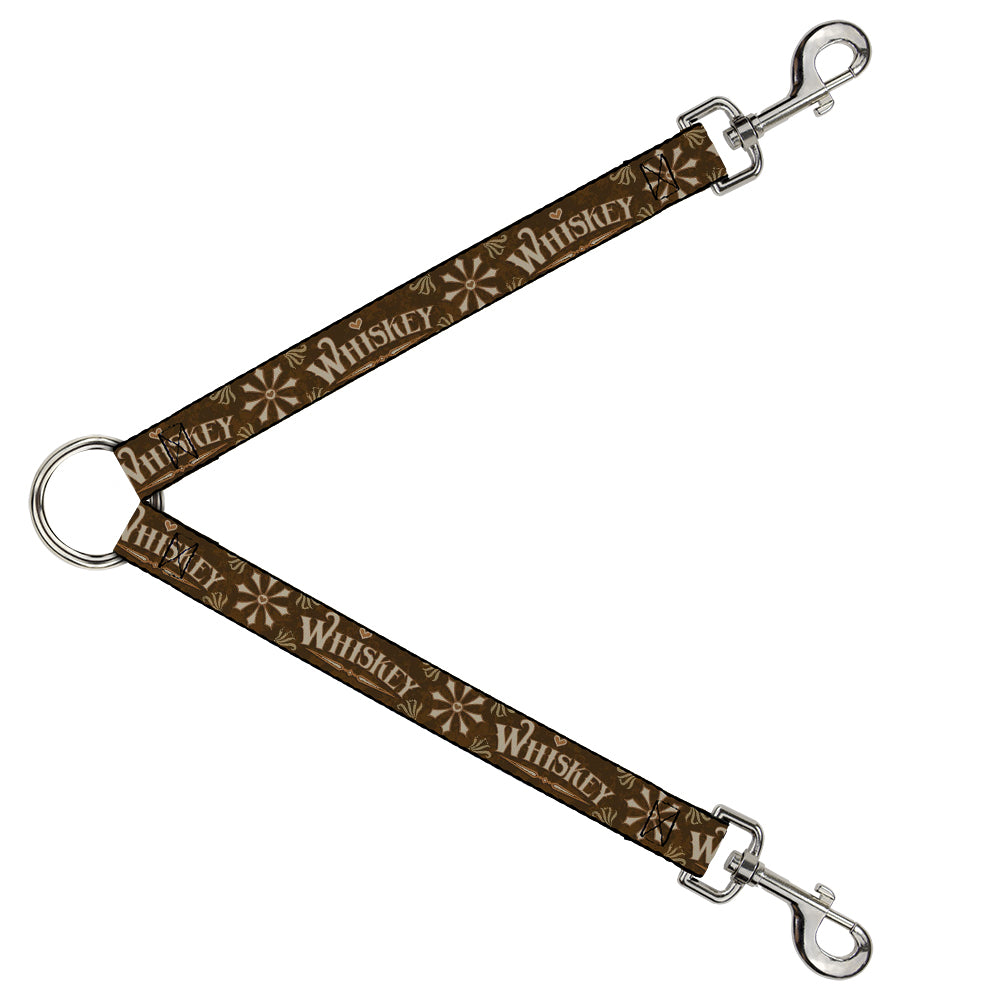 Dog Leash Splitter - Western WHISKEY Heart Repeat Browns Tan Dog Leash Splitters Buckle-Down   
